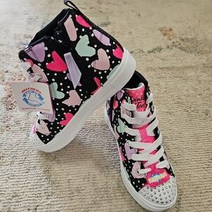 Skechers Twinkle Toes High Top light up‎ shoes Girl's Shoes Size 2